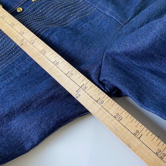 Christine Phillippe Womens Denim Jacket Sz 8 Gold Button Detail Classy Casual - Picture 9 of 11